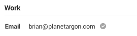 Image of my verified email on Google Plus