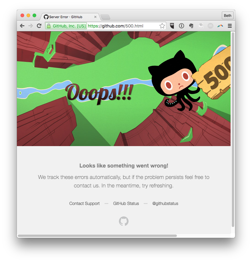 GitHub 500 Error